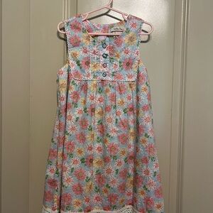 Floral Kids Dress with Blue and Pink Accents